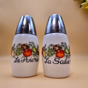 Vintage Westmoreland Milk Glass Salt and Pepper Shakers French Vegetable Motif